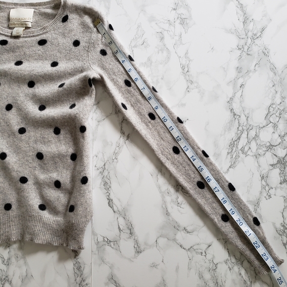 Cynthia Rowley Grey Black Polka Cashmere Sweater - Picture 4 of 9